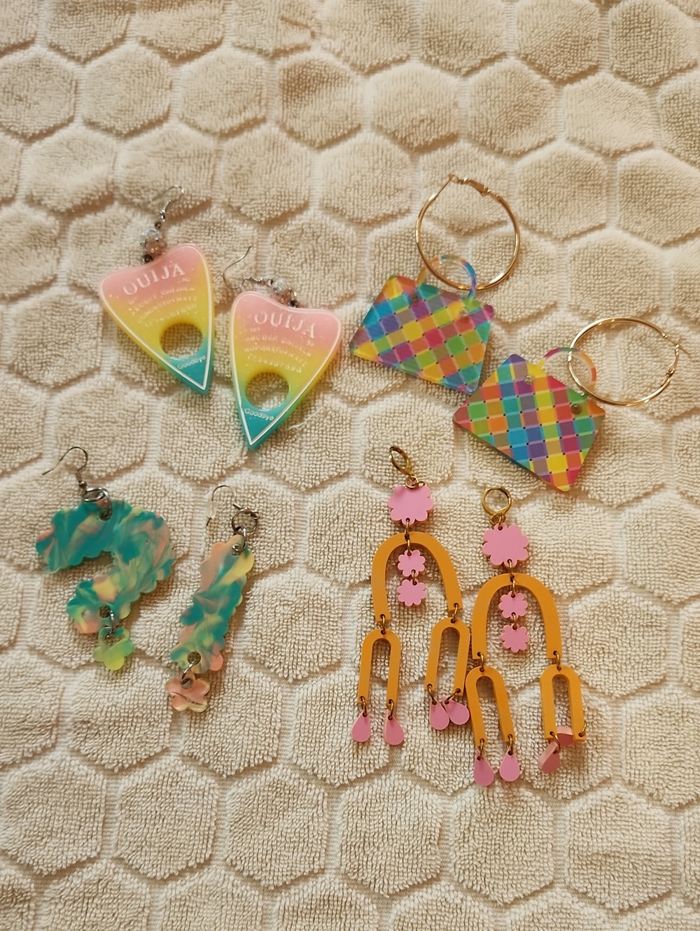 Ouija Pastel Rainbow Planchette Earrings Summerween Pastel Goth Lot